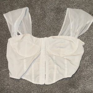 SHEIN White Sheer Sleeve Blouse